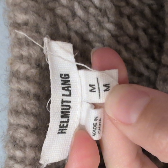 Helmut‎ Lang Soft Grid Cropped Wool-Blend Sweater Brown Grey - Picture 2 of 9